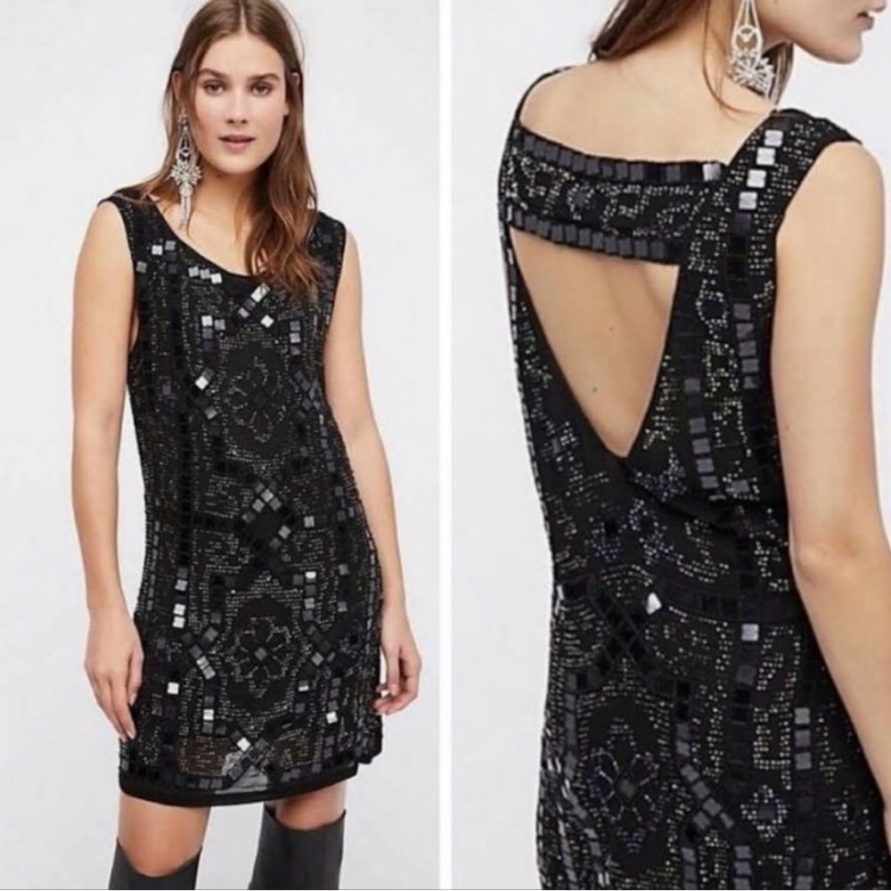 Free People Speak Easy Sequin Dress Black -NEW
